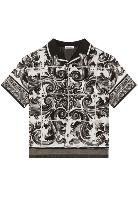 Camicia bambino nera maiolica DOLCE E GABBANA | L43S81/CENERO