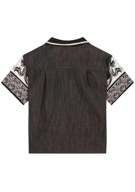 Camicia bambino nera maiolica DOLCE E GABBANA | L43S81/CENERO
