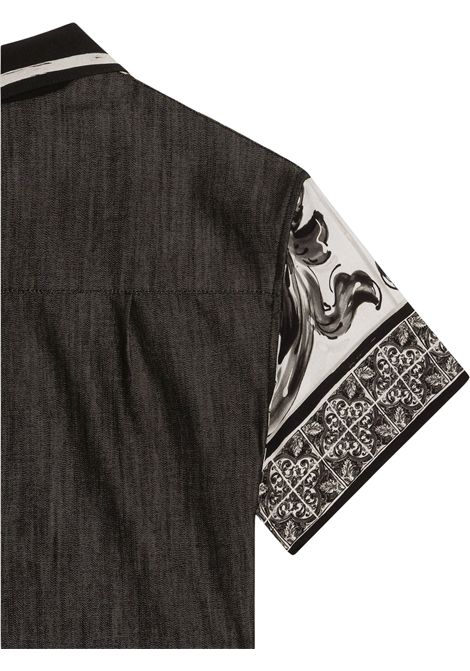 Camicia bambino nera maiolica DOLCE E GABBANA | L43S81/CENERO