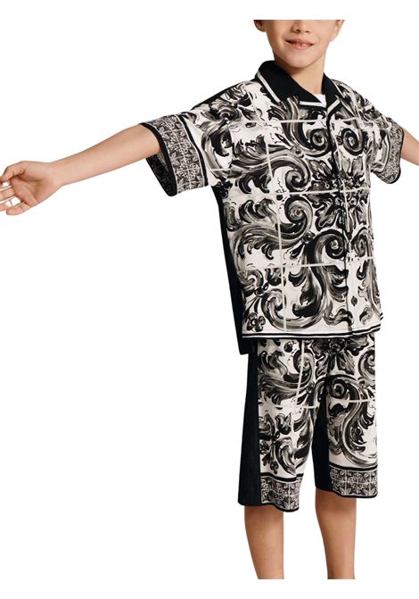 Camicia bambino nera maiolica DOLCE E GABBANA | L43S81/CENERO
