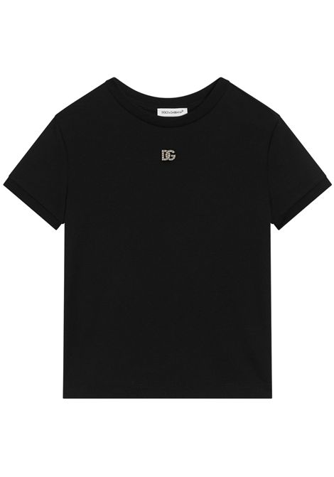 T-shirt bambina nera in cotone DOLCE E GABBANA | L5JTNJ/CENERO