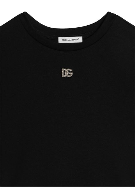 T-shirt bambina nera in cotone DOLCE E GABBANA | L5JTNJ/CENERO