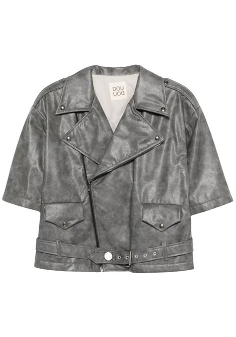 Giubbino bambina grigio in ecopelle Dou dou | DW2P50A0166/ANGRIGIO