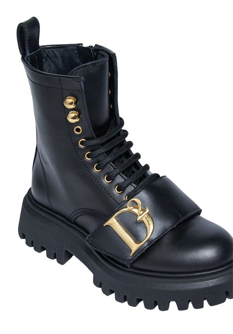 Black leather ankle boots for girls DSQUARED2 | 81420/PIANERO