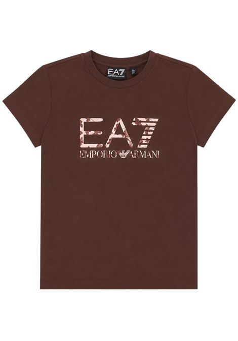T-shirt bambina marrone in cotone EMPORIO ARMANI | 7G000244MARRONE