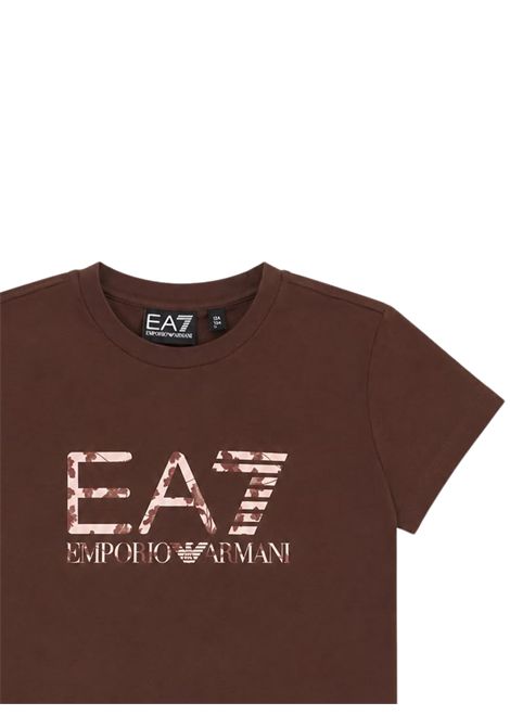 T-shirt bambina marrone in cotone EMPORIO ARMANI | 7G000244MARRONE