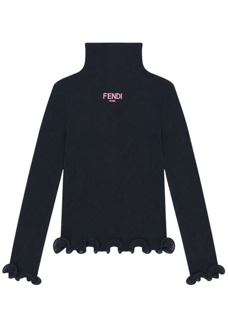T-shirt bambina nera in cotone FENDI | JFI389/CENERO
