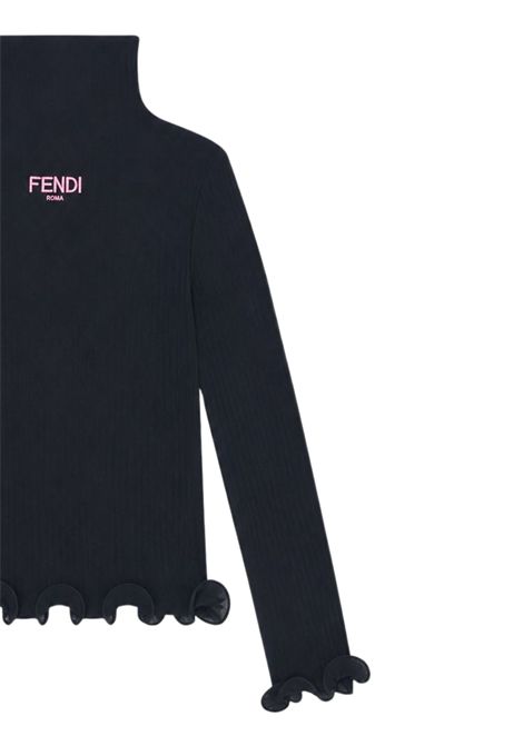 T-shirt bambina nera in cotone FENDI | JFI389/CENERO