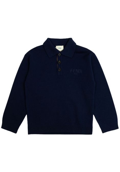 Blue wool sweater for children FENDI | JMG128/CEBLU