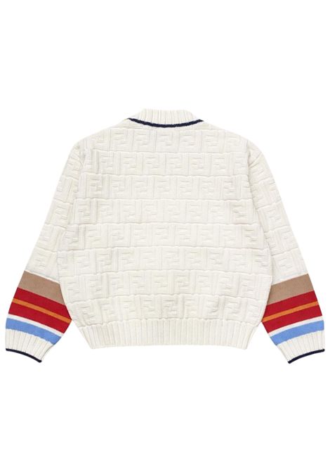 White cotton cardigan for girls FENDI | JMG130/MABIANCO
