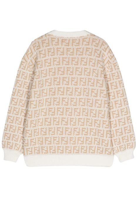 Maglione bambina beige in cotone FENDI | JUG175/MABEIGE
