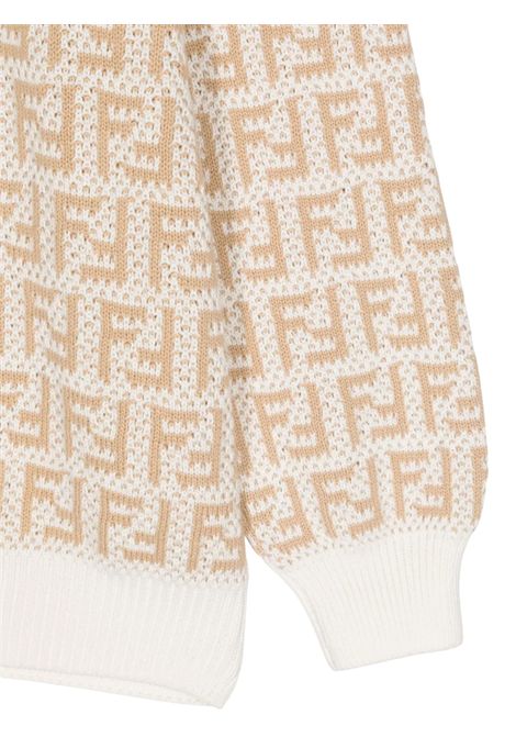 Maglione bambina beige in cotone FENDI | JUG175/MABEIGE