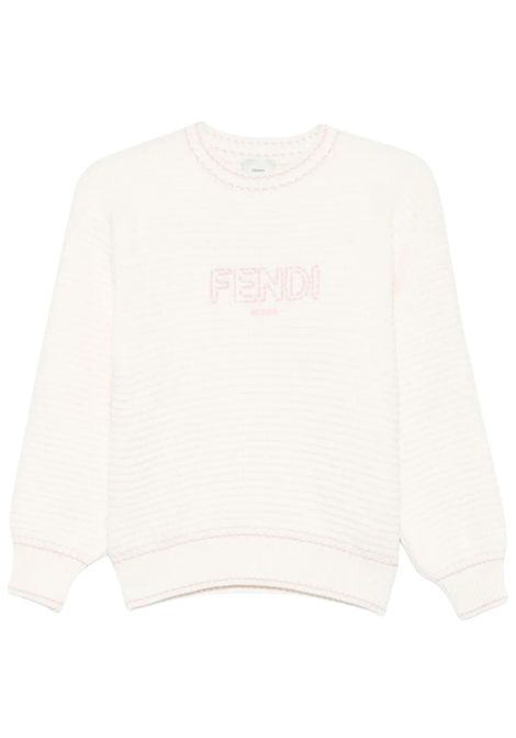 Maglione bambina bianco in cotone FENDI | JUG195/MABIANCO