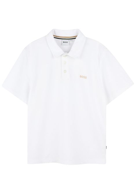 Polo bambino bianca in cotone Hugo Boss | J52017/MABIANCO