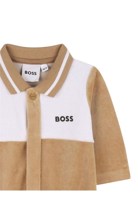 Tutina neonato beige in velluto Hugo Boss | J52522/MABEIGE