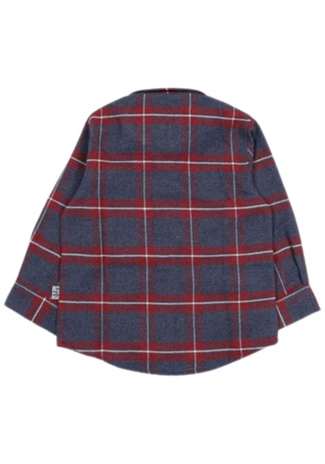 Blue/burgundy cotton baby shirt IL GUFO | GCL0010C/ANBLU/BPRDEAU