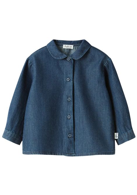 Camicia neonata in cotone denim IL GUFO | GCL0018/ANDENIM