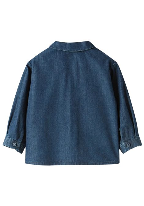 Camicia neonata in cotone denim IL GUFO | GCL0018/ANDENIM