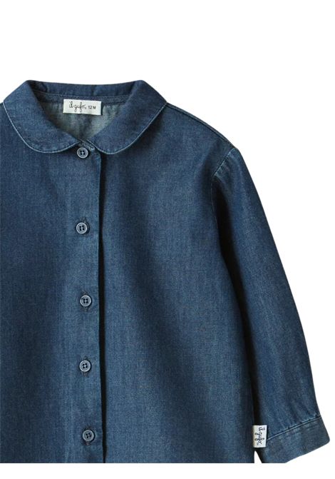 Camicia neonata in cotone denim IL GUFO | GCL0018/ANDENIM