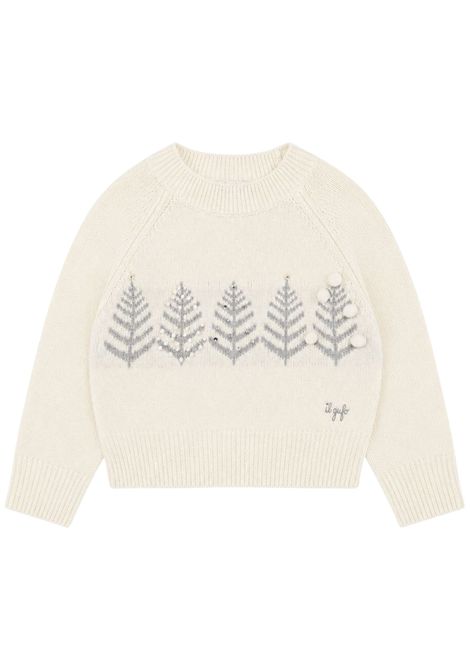 Maglione neonata panna in lana IL GUFO | GMA0018EM/ANPANNA