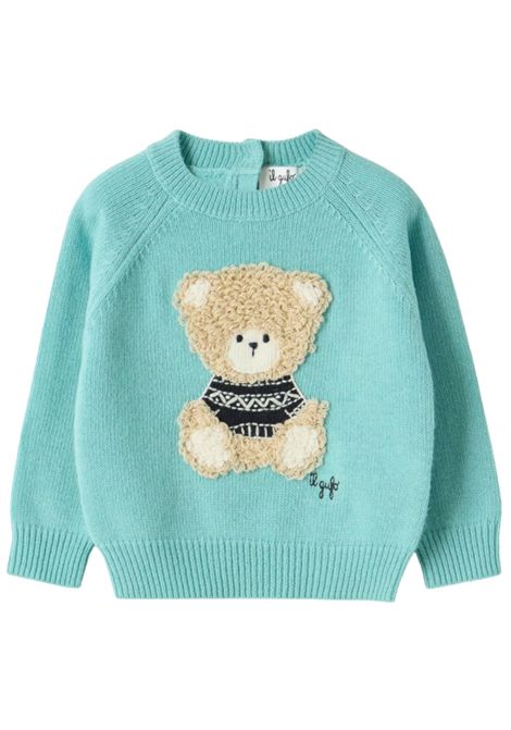 Maglione neonato verde acqua in lana IL GUFO | GMA0024EM/ANVERDE ACQUA