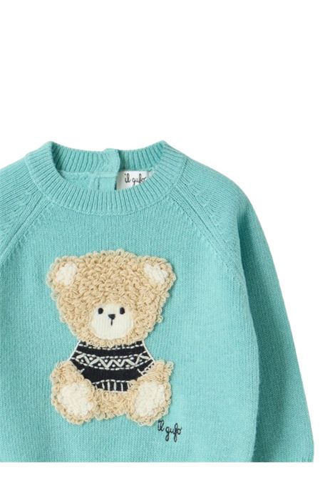 Maglione neonato verde acqua in lana IL GUFO | GMA0024EM/ANVERDE ACQUA