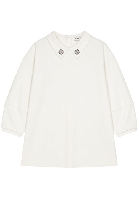 Abito bambina bianco con strass IL GUFO | GVL0007N0057/ANBIANCO