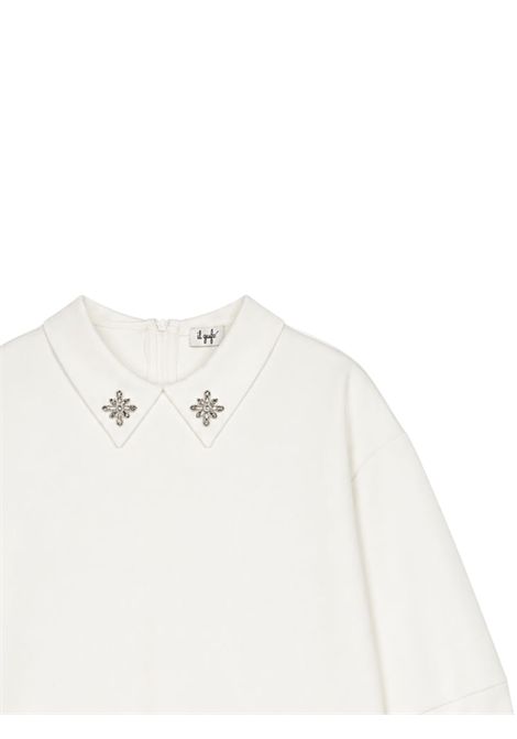 Abito bambina bianco con strass IL GUFO | GVL0007N0057/ANBIANCO