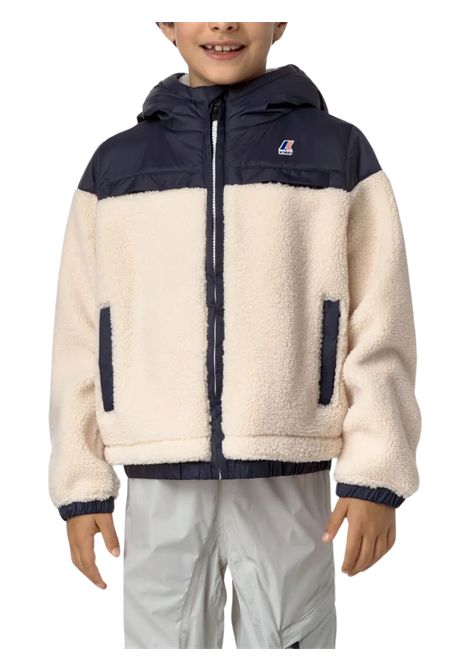 Giubbino bambino panna/blu K-way | K3124LW/SUPANNA