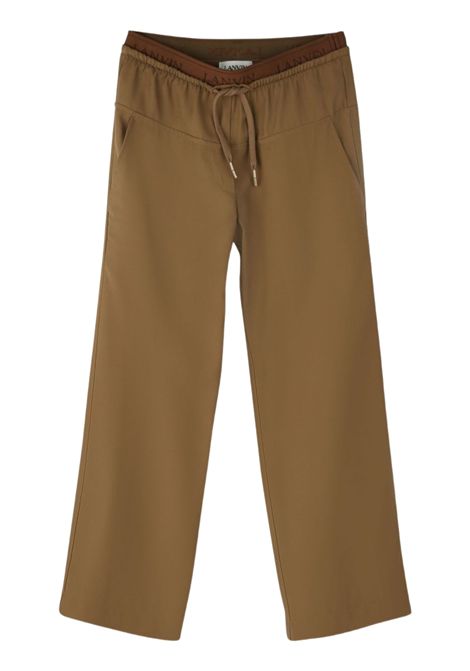 Beige viscose trousers for girls LANVIN | N30275/MABEIGE