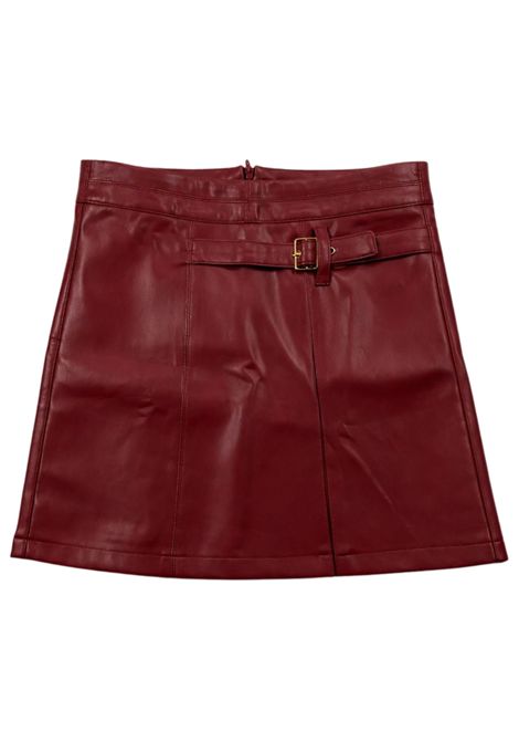 Burgundy leather skirt for girls Manila Grace | M2818W25/SUBORDEAU
