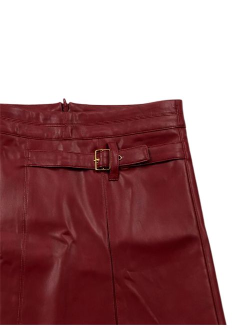 Burgundy leather skirt for girls Manila Grace | M2818W25/SUBORDEAU