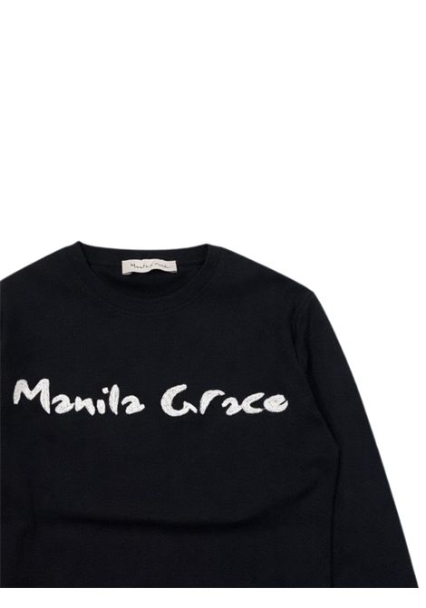 Black cotton T-shirt for girls Manila Grace | M2902W25/SUNERO