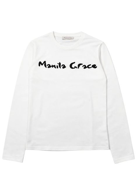 Cream cotton T-shirt for girls Manila Grace | M2902W25/SUPANNA