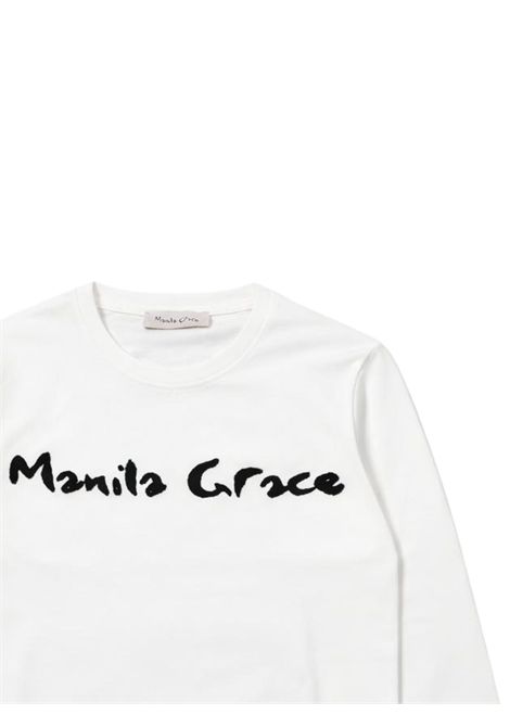 Cream cotton T-shirt for girls Manila Grace | M2902W25/SUPANNA