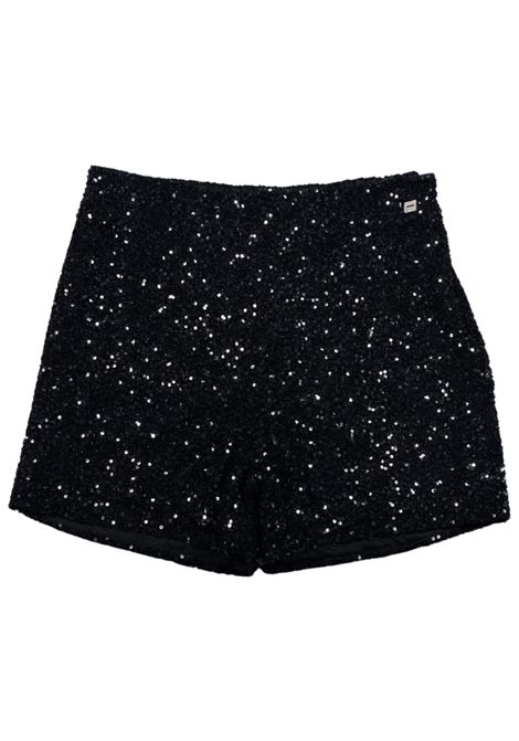 Shorts bambina nero paillettes Manila Grace | M2970W25/SUNERO