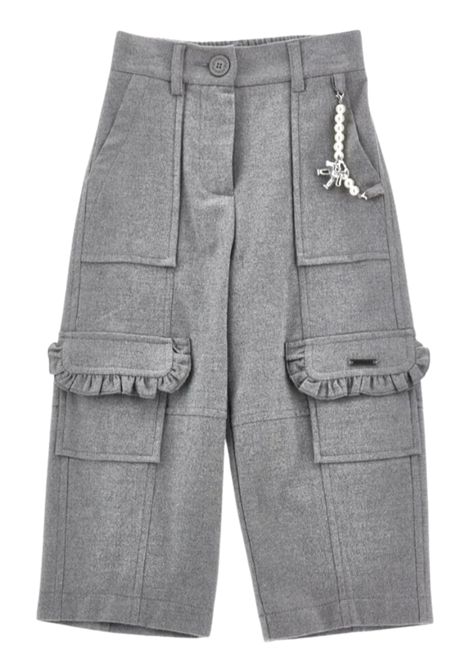 Girls' grey cotton trousers Monnalisa | 11F4146159/ANGRIGIO