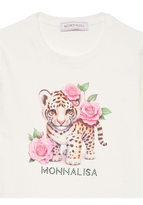 T-shirt bambina panna in cotone Monnalisa | 11F627/ANPANNA