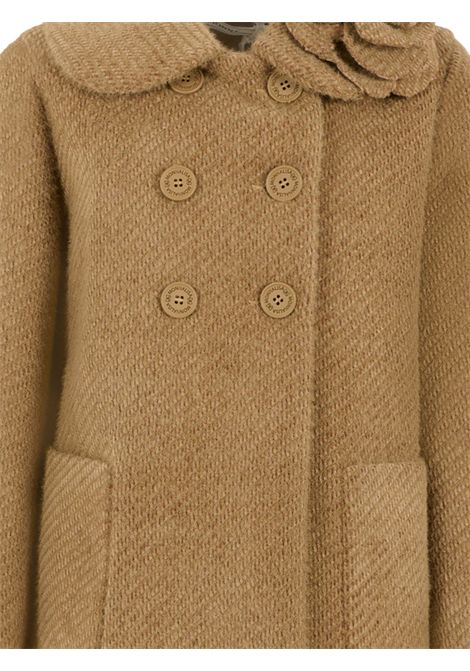 Cappotto bambina beige con fiore Monnalisa | 17F1096314/ANBEIGE