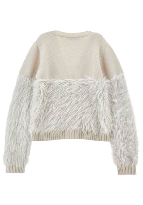Cardigan bambina beige peluche Monnalisa | 17F802/ANBEIGE