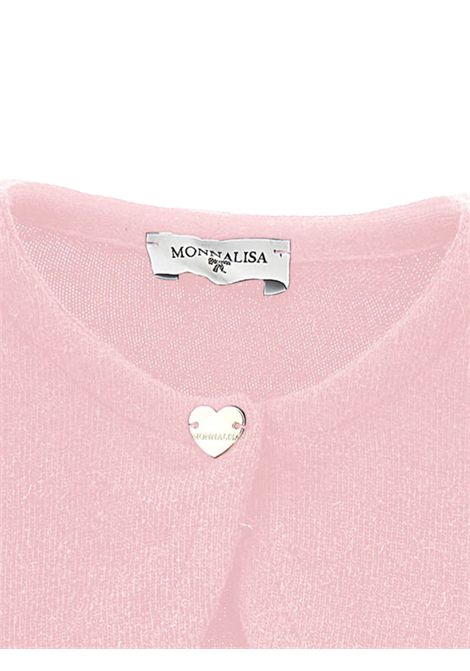 Pink wool and cashmere cardigan for girls Monnalisa | 17FCAF6204/MAROSA