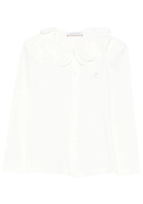 White cotton shirt for girls Monnalisa | 17FPAT6002/ANBIANCO