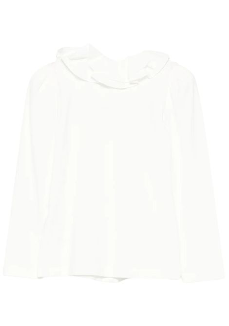 White cotton shirt for girls Monnalisa | 17FPAT6002/ANBIANCO