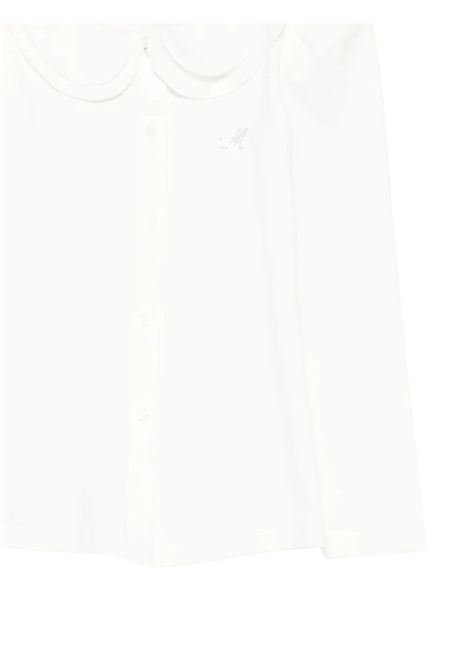White cotton shirt for girls Monnalisa | 17FPAT6002/ANBIANCO