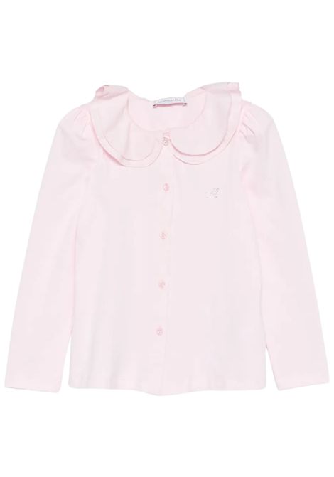Pink cotton shirt for girls Monnalisa | 17FPAT6002/ANROSA