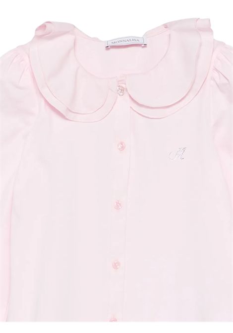 Pink cotton shirt for girls Monnalisa | 17FPAT6002/ANROSA