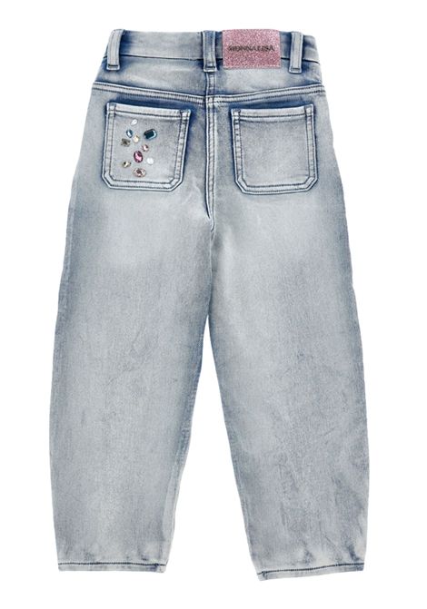 Jeans bambina in cotone con strass Monnalisa | 19F4036042/ANDENIM