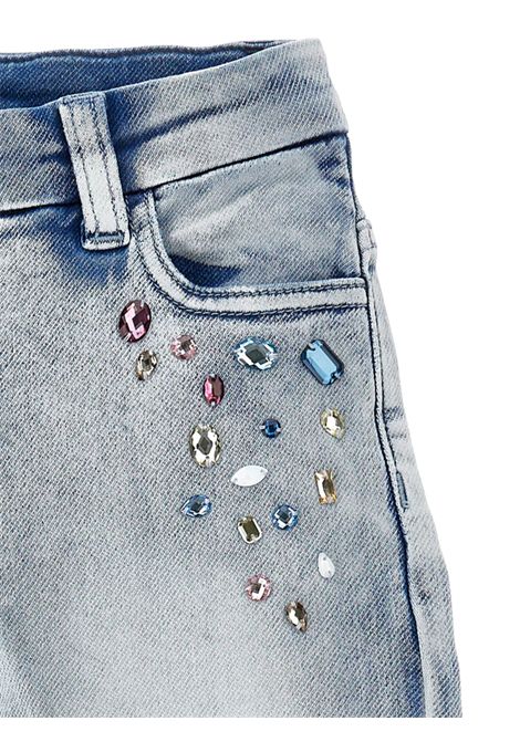 Jeans bambina in cotone con strass Monnalisa | 19F4036042/ANDENIM