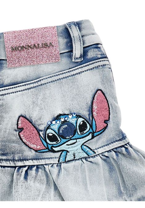 Gonna bambina in cotone denim con strass Monnalisa | 19F7026042/ANDENIM