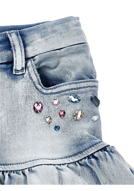Gonna bambina in cotone denim con strass Monnalisa | 19F7026042/ANDENIM